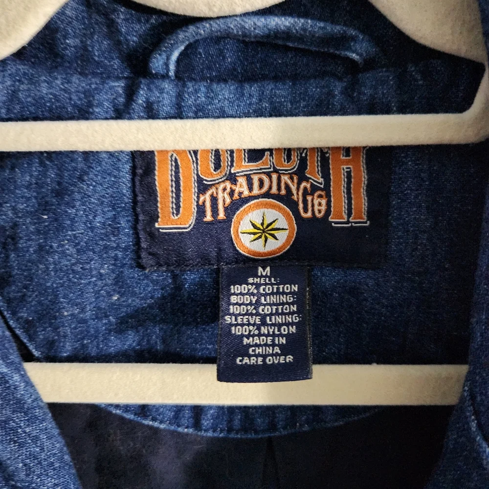 Duluth Trading Denim Blazer Mens Large Fire Hose Presentation Chore Work Jacket